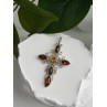 925 Sterling Silver Amber Cross Length 2 in