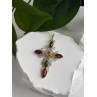 925 Sterling Silver Amber Cross Length 2 in