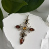 925 Sterling Silver Amber Cross Length 2 in