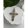 925 Sterling Silver Amber Cross Length 2 in