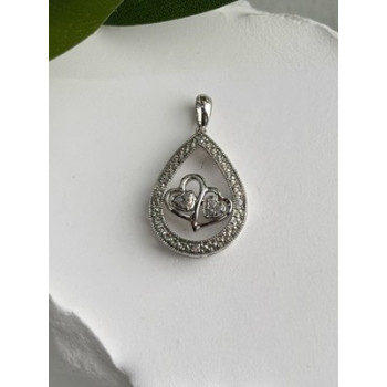 925 Sterling Silver Diamond 0.09 ctw Heart Pendant