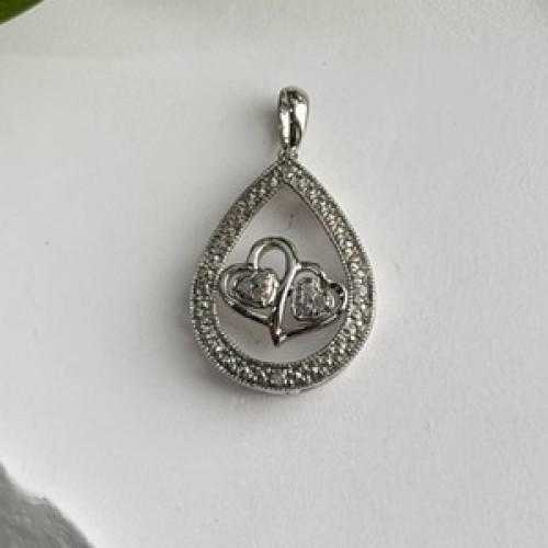 925 Sterling Silver Diamond 0.09 ctw Heart Pendant