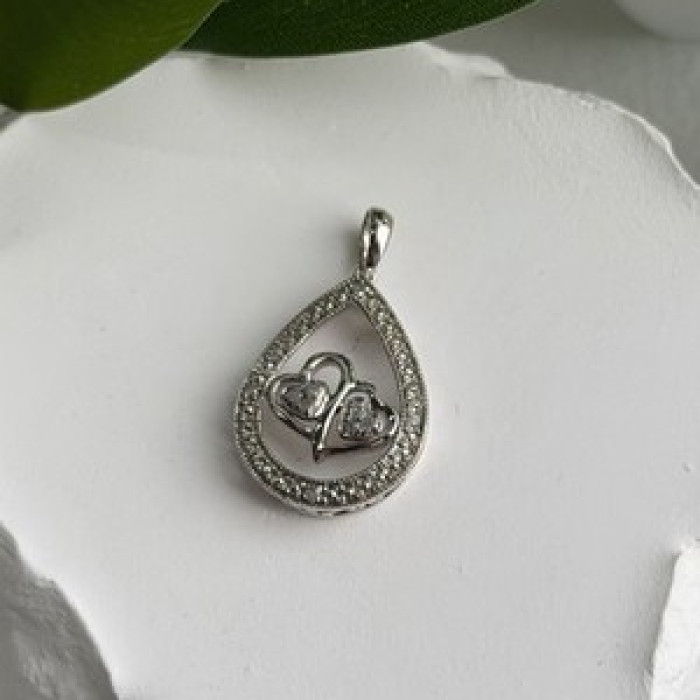 925 Sterling Silver Diamond 0.09 ctw Heart Pendant