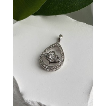 925 Sterling Silver Diamond 0.09 ctw Heart Pendant