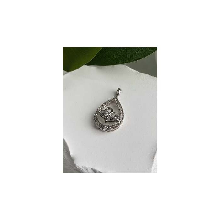 925 Sterling Silver Diamond 0.09 ctw Heart Pendant