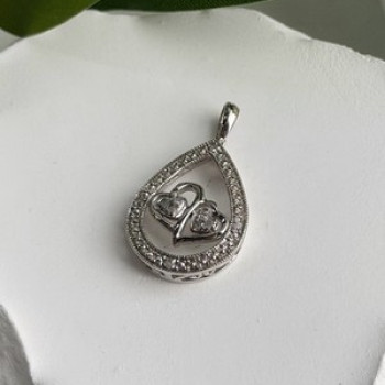 925 Sterling Silver Diamond 0.09 ctw Heart Pendant