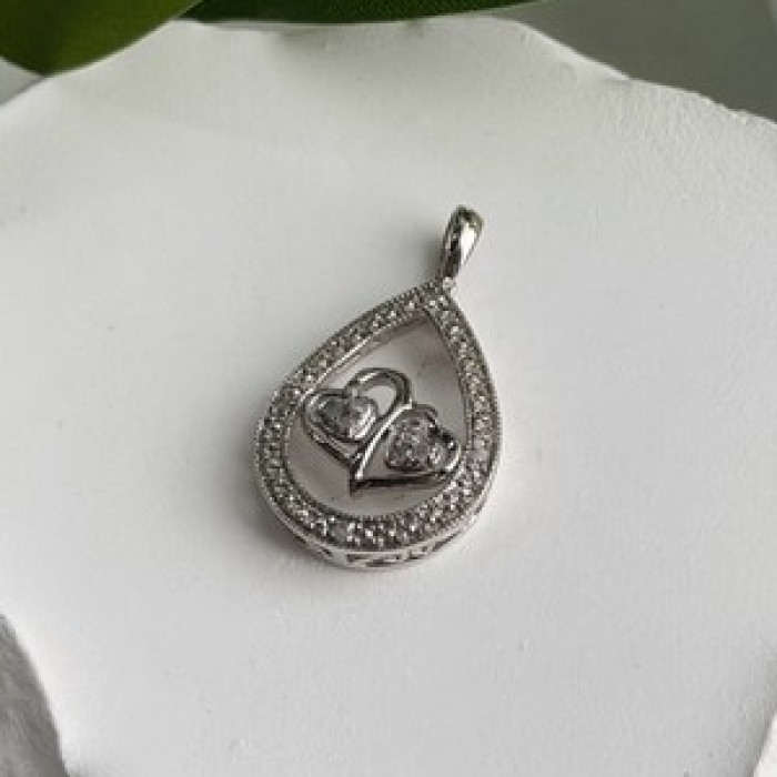 925 Sterling Silver Diamond 0.09 ctw Heart Pendant