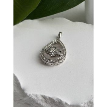 925 Sterling Silver Diamond 0.09 ctw Heart Pendant