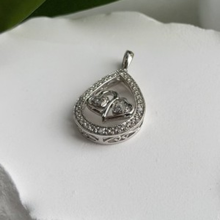 925 Sterling Silver Diamond 0.09 ctw Heart Pendant