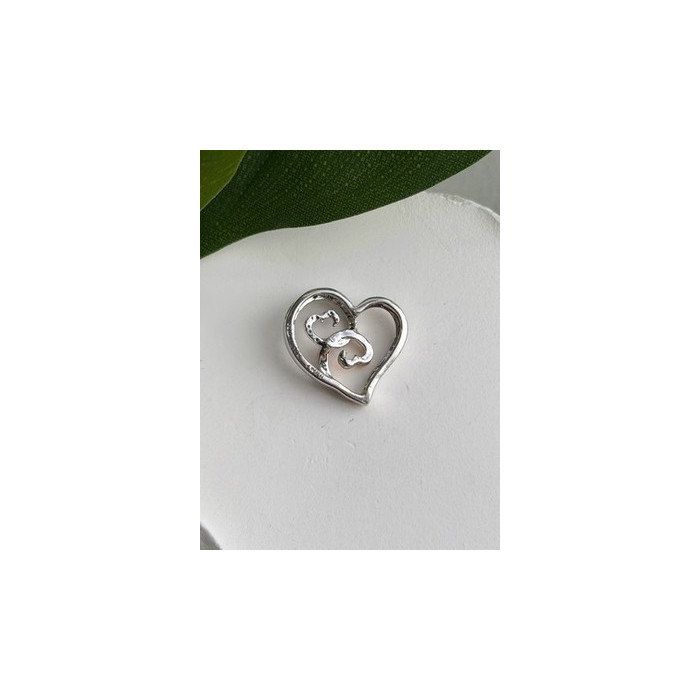 JWBR 10K Yellow Gold & 925 Sterling Silver Diamond Heart Pendant