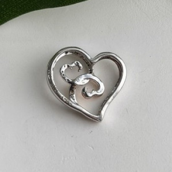 JWBR 10K Yellow Gold & 925 Sterling Silver Diamond Heart Pendant
