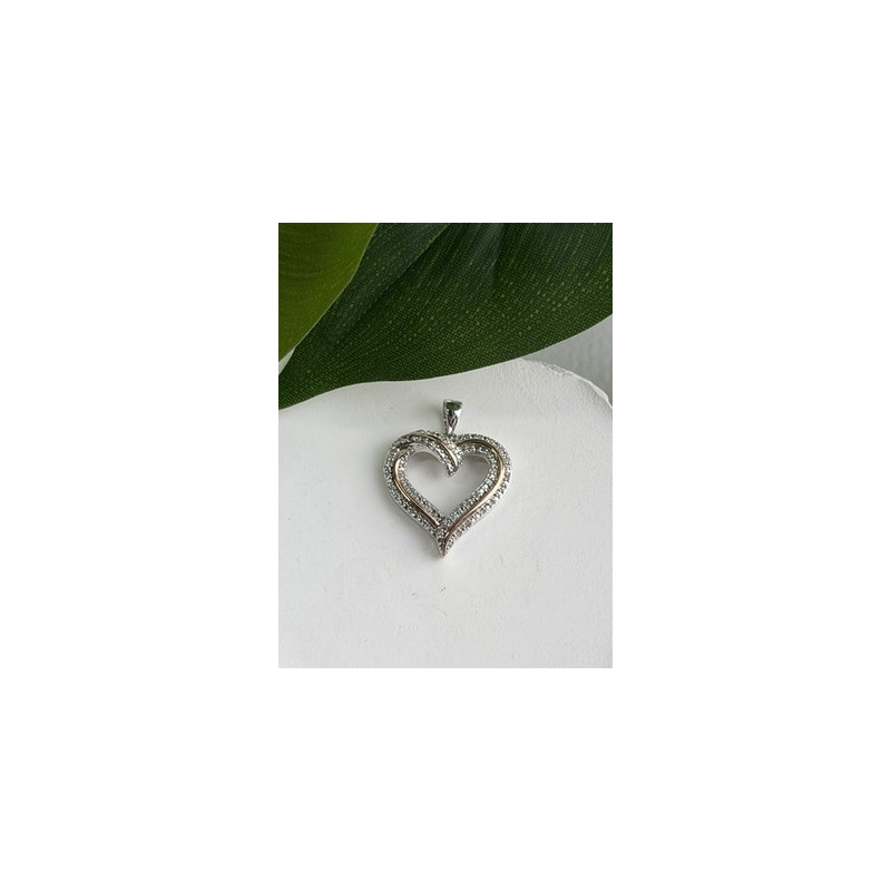 925 Sterling Silver & Gold Plated Diamond Heart Pendant