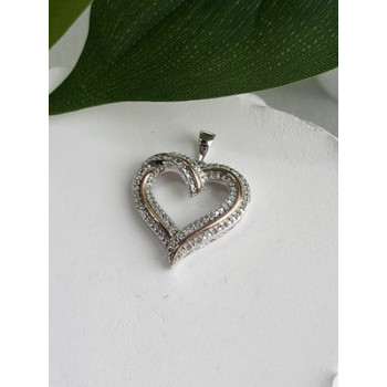 925 Sterling Silver & Gold Plated Diamond Heart Pendant