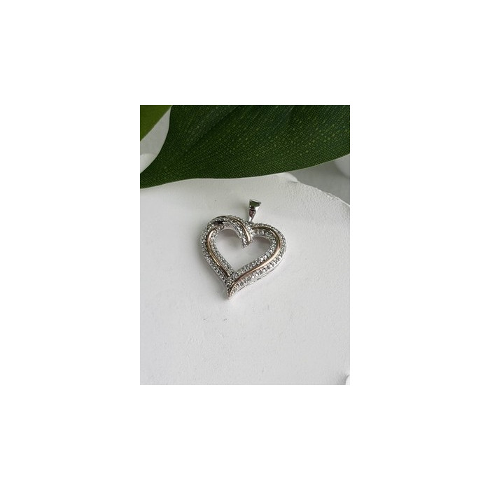 925 Sterling Silver & Gold Plated Diamond Heart Pendant
