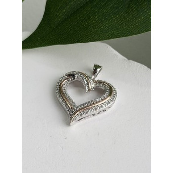 925 Sterling Silver & Gold Plated Diamond Heart Pendant