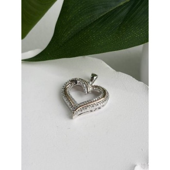 925 Sterling Silver & Gold Plated Diamond Heart Pendant