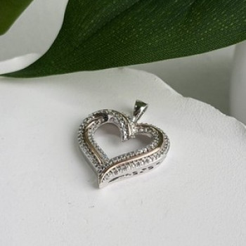 925 Sterling Silver & Gold Plated Diamond Heart Pendant