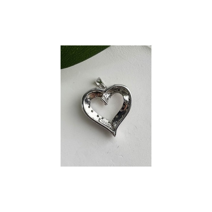 925 Sterling Silver & Gold Plated Diamond Heart Pendant
