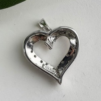 925 Sterling Silver & Gold Plated Diamond Heart Pendant