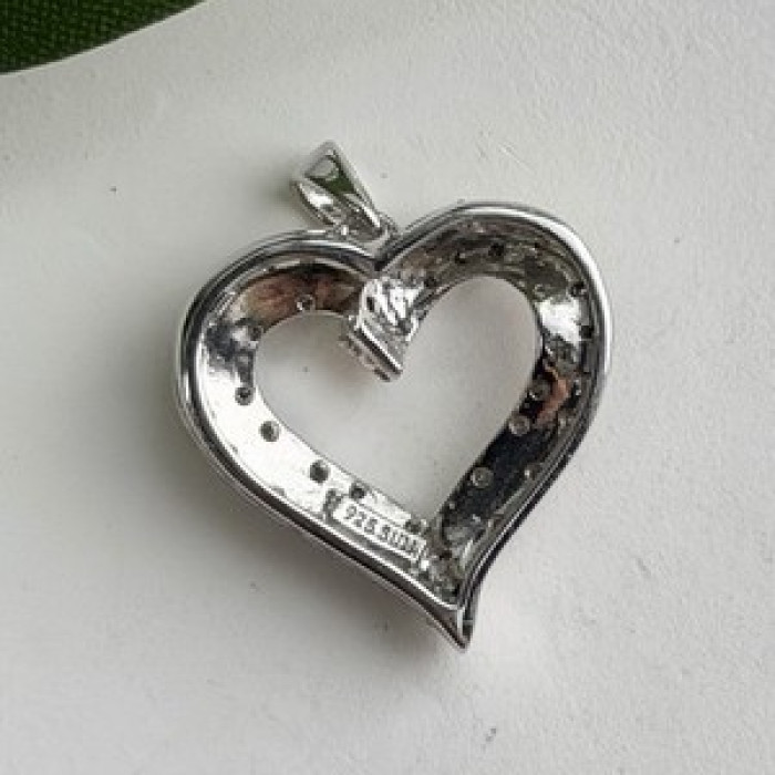 925 Sterling Silver & Gold Plated Diamond Heart Pendant