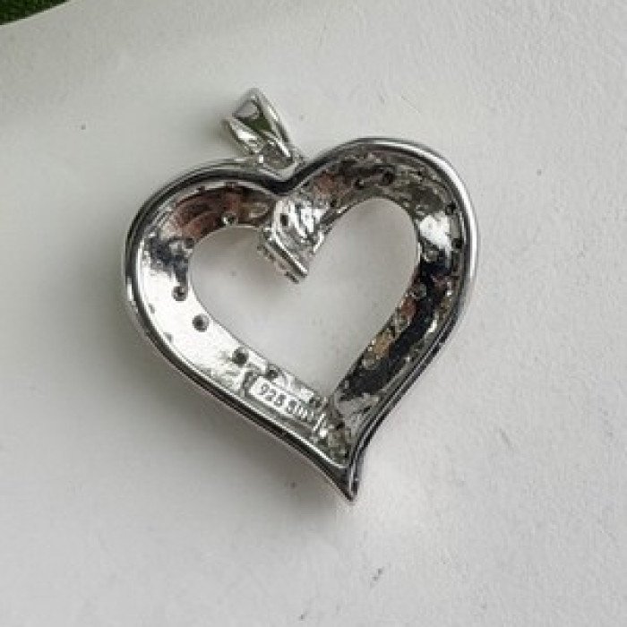 925 Sterling Silver & Gold Plated Diamond Heart Pendant