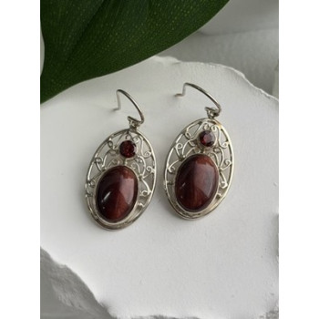 Navajo 925 Sterling Silver Turquoise & Coral Dangle Earrings