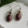 925 Sterling Silver Amber & Garnet Earrings