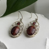 925 Sterling Silver Amber & Garnet Earrings
