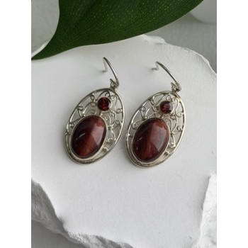 Navajo 925 Sterling Silver Turquoise & Coral Dangle Earrings