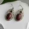 925 Sterling Silver Amber & Garnet Earrings