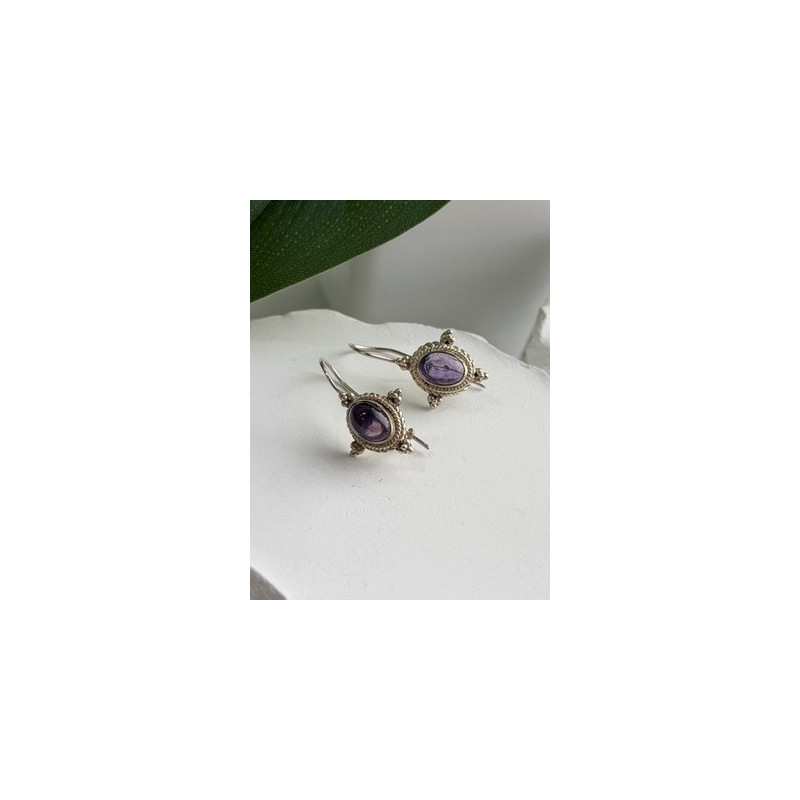 Vintage 925 Sterling Silver Amethyst Earrings