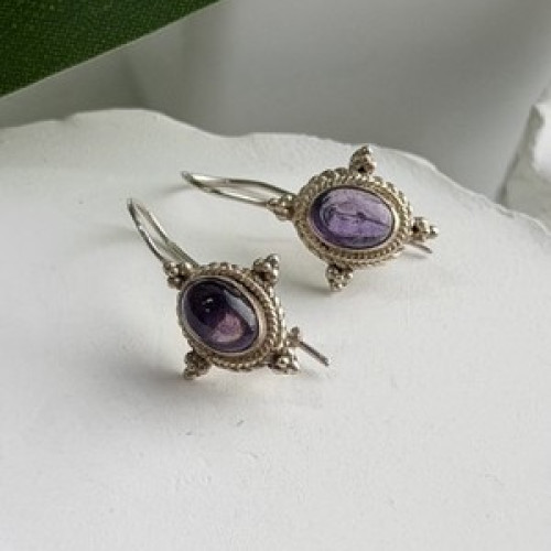 Vintage 925 Sterling Silver Amethyst Earrings