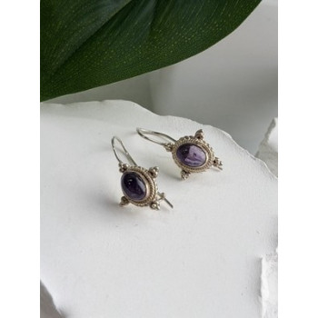 Vintage 925 Sterling Silver Amethyst Earrings