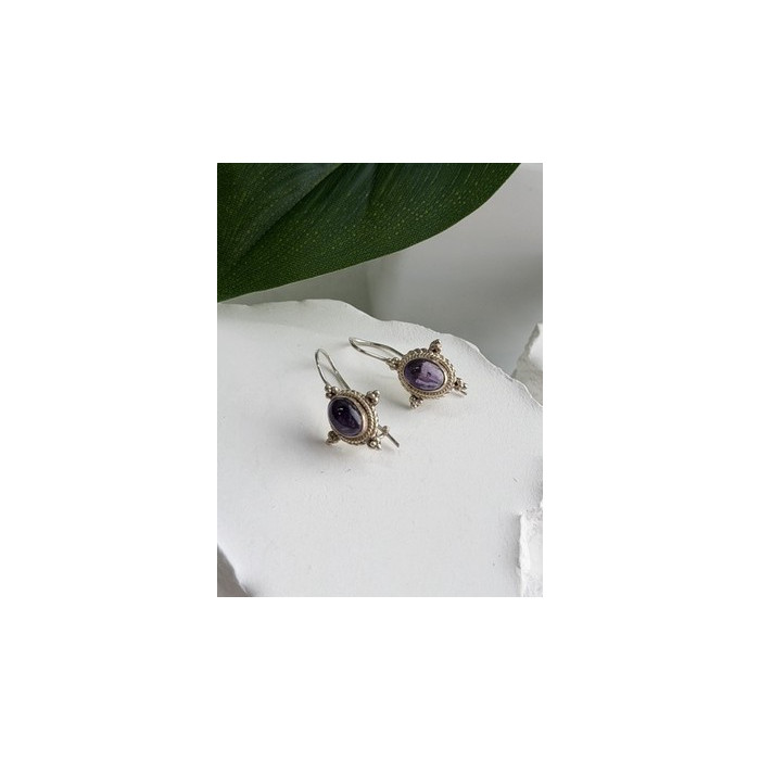 Vintage 925 Sterling Silver Amethyst Earrings