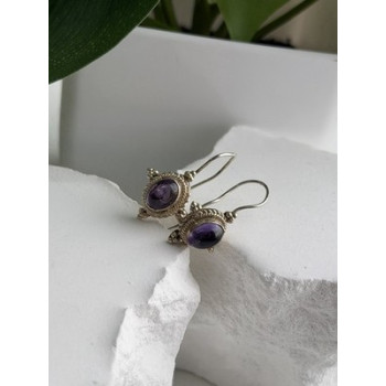Vintage 925 Sterling Silver Amethyst Earrings