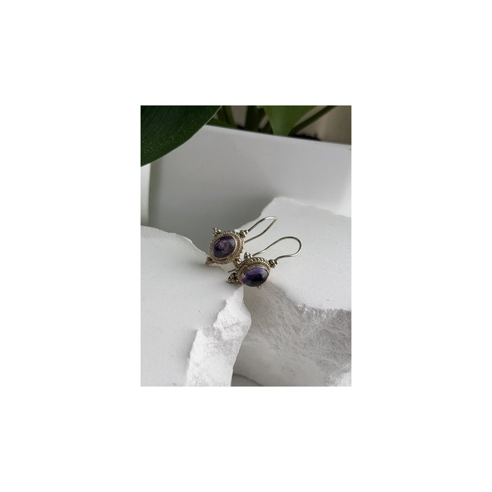 Vintage 925 Sterling Silver Amethyst Earrings