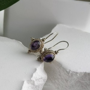 Vintage 925 Sterling Silver Amethyst Earrings