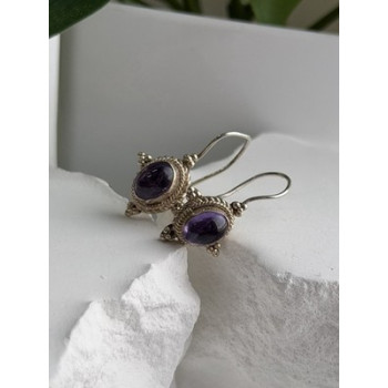 Vintage 925 Sterling Silver Amethyst Earrings