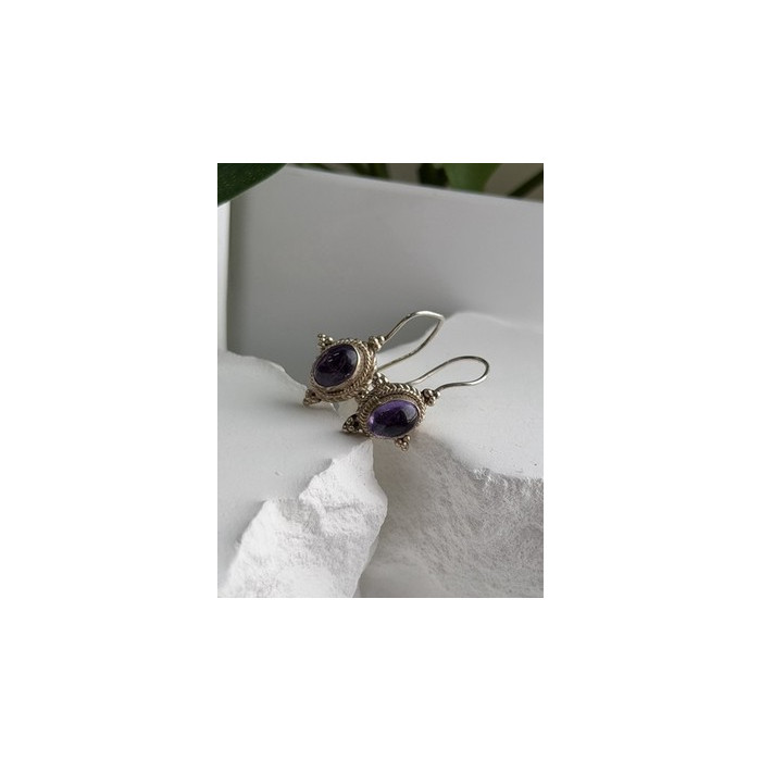 Vintage 925 Sterling Silver Amethyst Earrings