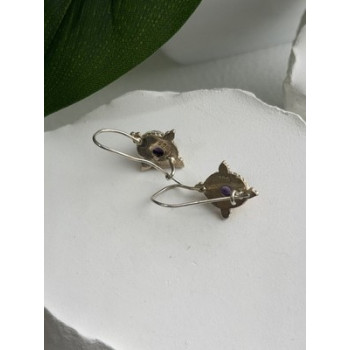 Vintage 925 Sterling Silver Amethyst Earrings