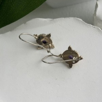 Vintage 925 Sterling Silver Amethyst Earrings