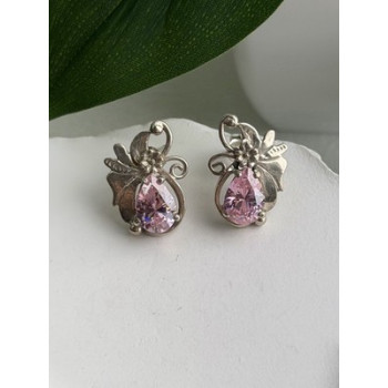 Lovely 925 Sterling Silver Pink Spinel Earrings
