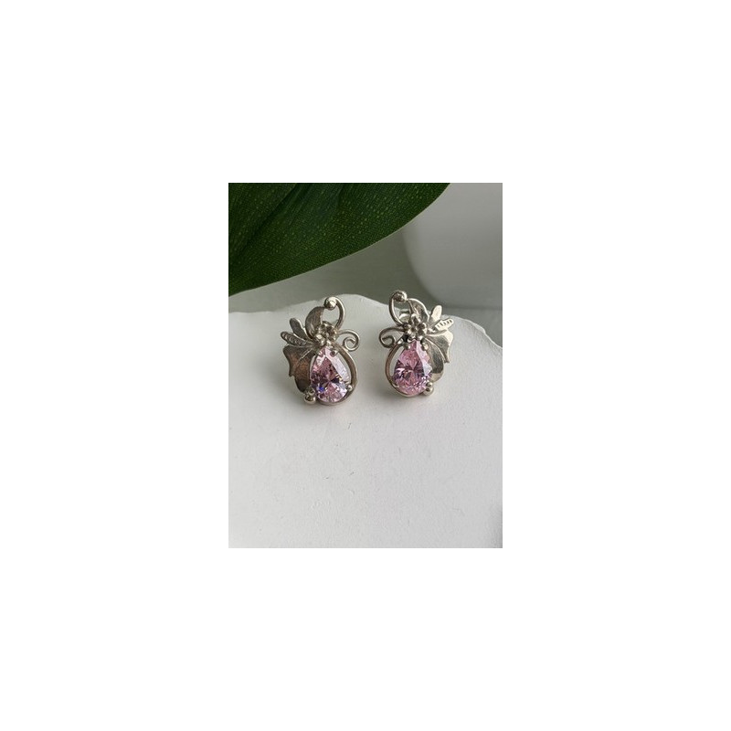 Lovely 925 Sterling Silver Pink Spinel Earrings
