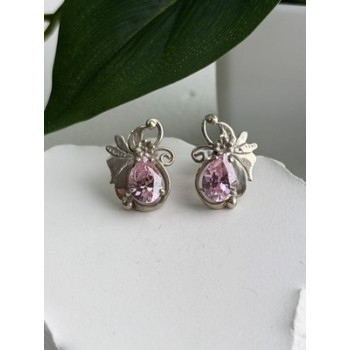 Lovely 925 Sterling Silver Pink Spinel Earrings