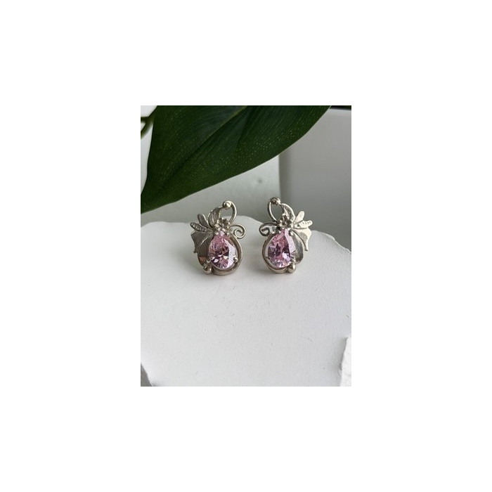 Lovely 925 Sterling Silver Pink Spinel Earrings