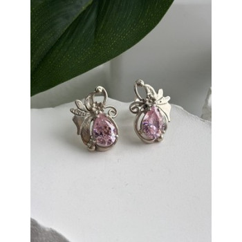 Lovely 925 Sterling Silver Pink Spinel Earrings