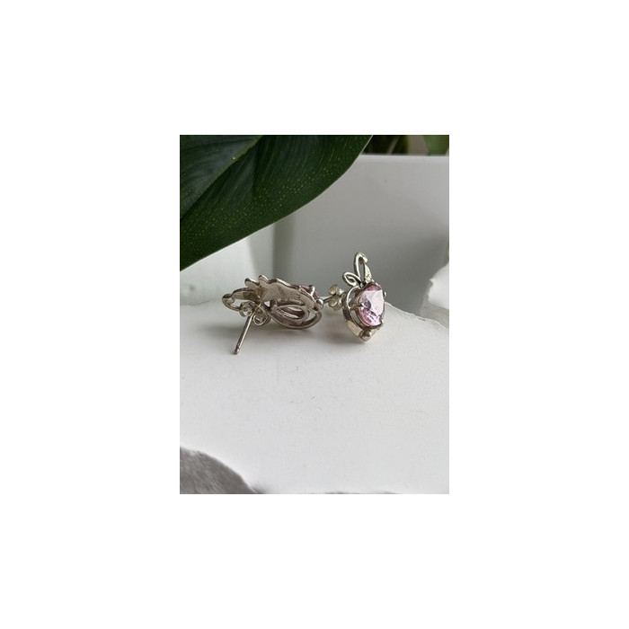 Lovely 925 Sterling Silver Pink Spinel Earrings