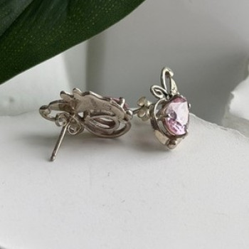 Lovely 925 Sterling Silver Pink Spinel Earrings