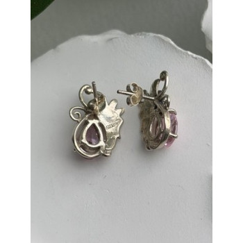 Lovely 925 Sterling Silver Pink Spinel Earrings