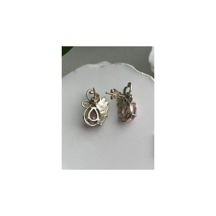 Lovely 925 Sterling Silver Pink Spinel Earrings